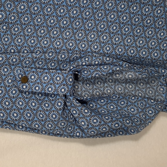 Dressbarn Plus Size 2X Womens Blouse Fall Top Blue Geometric roll button sleeves - Picture 5 of 13